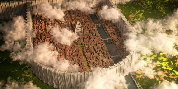 Menginformasikan kalau seorang modder berhasil buat replika 1:1 dari kota Shiganshina di Minecraft