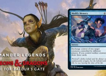 Penampakan lebih dekat dari kartu Modify Memory yang akan hadir di expansion Magic the Gathering Commander Classics: Battle For Baldur's Gate