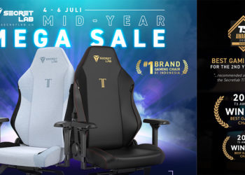Secretlab sudah resmi memulai masa promo terbesarnya di Indonesia pada tanggal 4 - 6 Juli lewat Tokopedia. Banyak diskon menarik.