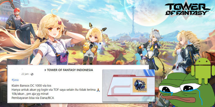 Para pemain di PC dan Android tak mendapatkan hadiah, banyak jasa login Tower of Fantasy di perangkat iOS hanya demi reward kompensasi.