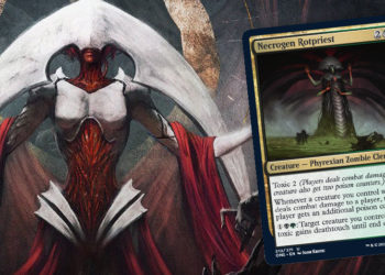 Preview lebih dekat dengan kartu Necrogen Rotpriest yang unilk dari set Magic: The Gathering - Phyrexia: All Will Be One