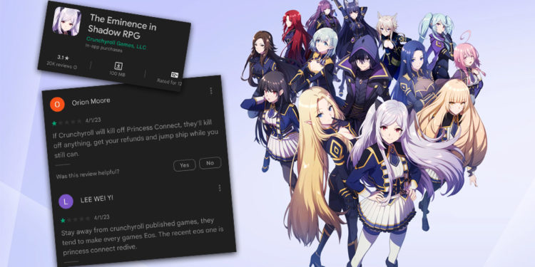 The Eminence in Shadow RPG terkena cukup banyak review bomb yang diduga dari para pemain Princess Connect yang cukup kecewa