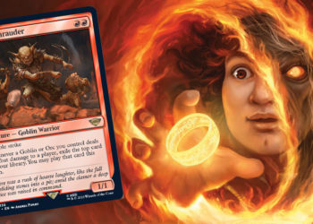 Preview untuk kartu Moria Marauder dengan efek potensialnya dari set MTG - Lord of The Rings: Tales Middle-Earth