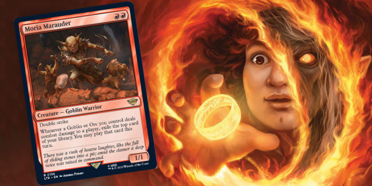 Preview untuk kartu Moria Marauder dengan efek potensialnya dari set MTG - Lord of The Rings: Tales Middle-Earth