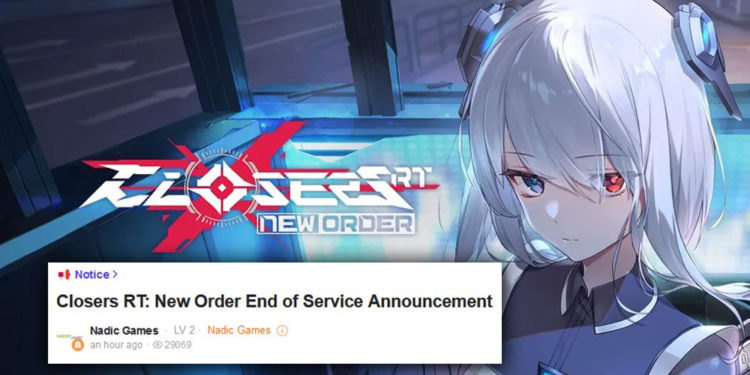 Naddic Games telah resmi mengumumkan bahwa mereka akan menutup Closers RT: New Order selang satu minggu perilisannya.