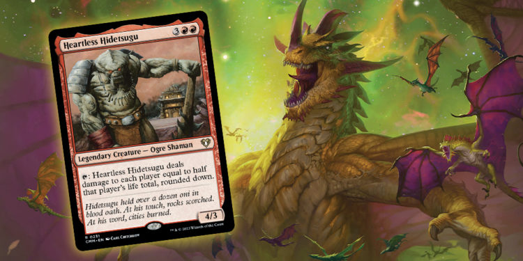 Preview untuk kartu Heartless Hidetsugu dengan risk reward tinggi dari set Magic: The Gathering - Commander Masters
