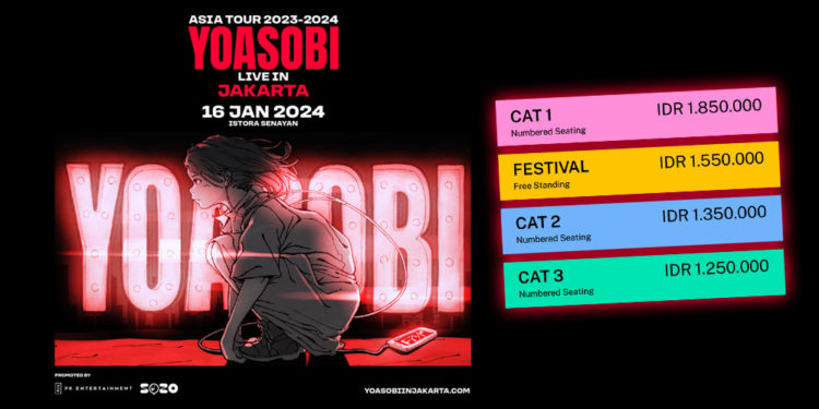 PK Entertainment telah resmi mengumumkan harga tiket untuk nonton Yoasobi di Jakarta yang bisa dibeli mulai 1 Desember mendatang.