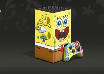 Xbox Series X – Nickelodeon All-Star Brawl 2 Special Edition Bundle yang termasuk desain spesial SpongeBob di konsol dan juga kontrolernya.
