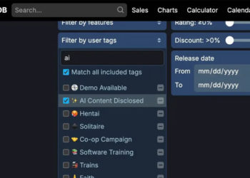 SteamDB baru aja nambahin fitur baru yang memungkinkan pemain buat nge-filter game yang pake teknologi AI generatif.