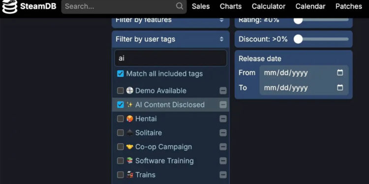 SteamDB baru aja nambahin fitur baru yang memungkinkan pemain buat nge-filter game yang pake teknologi AI generatif.