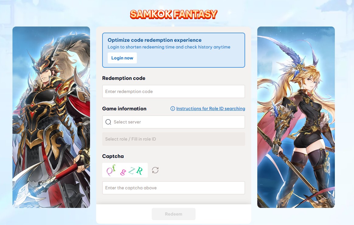 Samkok Fantasy Redeem Code