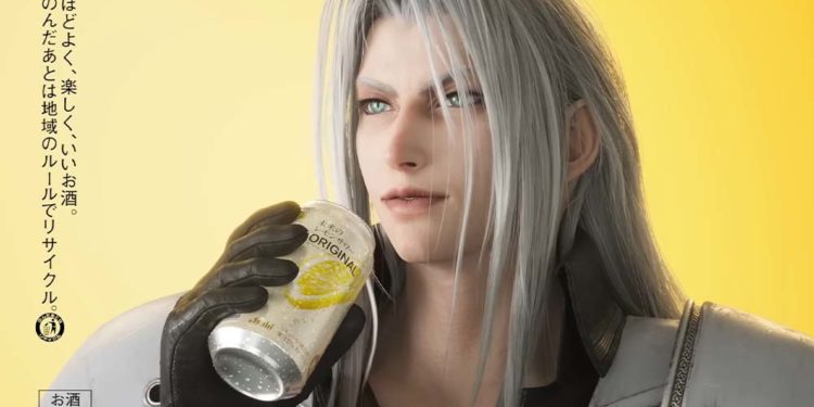 Square Enix jalin kolaborasi dengan Asahi Breweries untuk promosi minuman kaleng terbaru dengan Sephiroth sebagai bintang iklannya