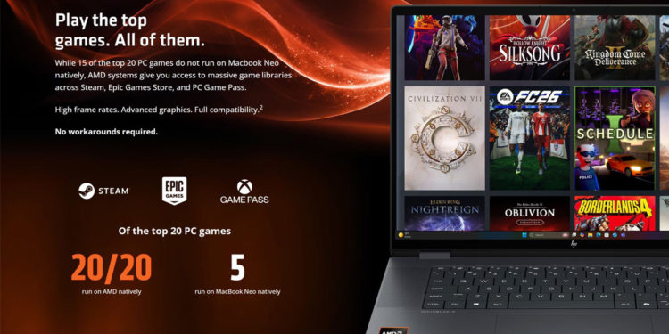 AMD yang ikut memanaskan suasana lewat materi pemasaran terbarunya yang secara terang-terangan membandingkan dengan MacBook Neo milik Apple.